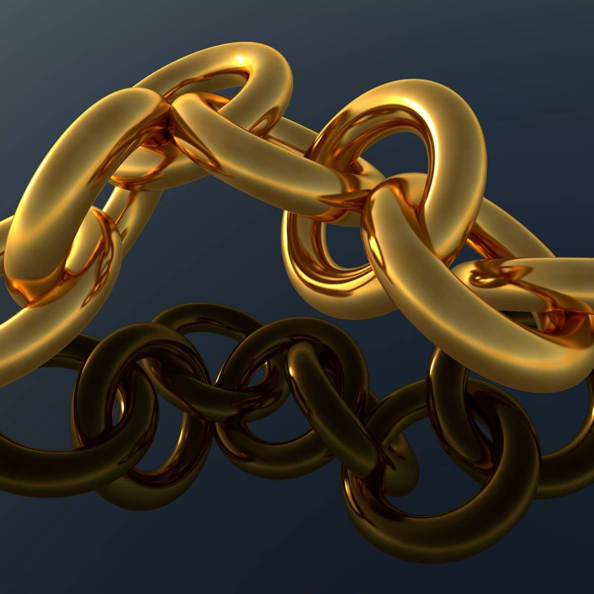 Το ψέμα A gold chain is shown on a blue background